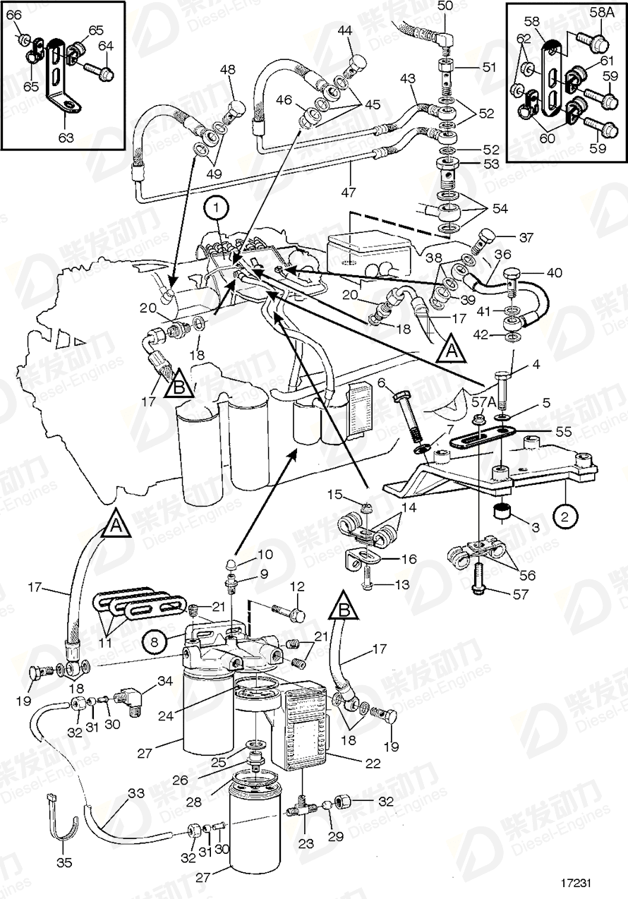volvo penta Fuel filter housing 8194541 Drawing volvo penta Fuel filter housing 8194541 Drawing